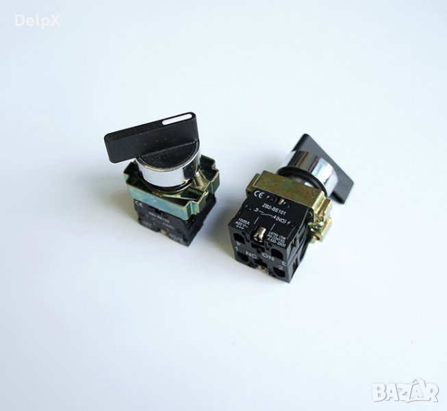 Ключ ротационен BJ45 с 2 положения незадържащ НО/НЗ черен 250V 3A 40x30mm, снимка 1