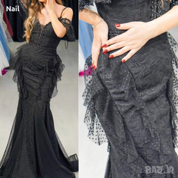 Черна официална бална рокля S M размер, снимка 1