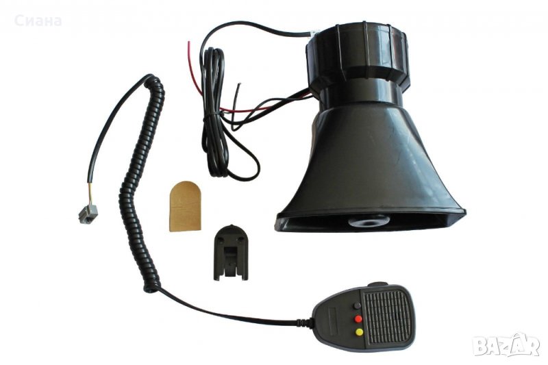 Мегафон Сирена с Микрофон и 3 Сигнала Мелодии 12V, снимка 1