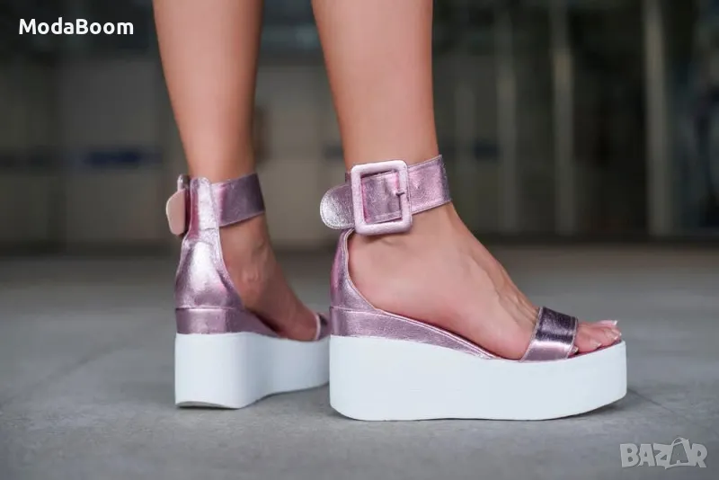 Сандали на платформа - Кожа, снимка 1