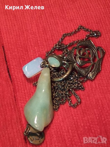 СТАРО КОЛИЕ с ЛУНЕН КАМЪК ВИНТИДЖ ВЕРИЖКА ГЕРДАНЧЕ 12345, снимка 1