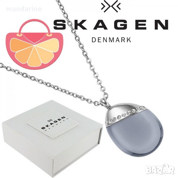 ПРОМО 🍊 SKAGEN 🍊 Сребристо дамско колие SILVERY SEA GLASS нов с кутия и сертификат, снимка 1