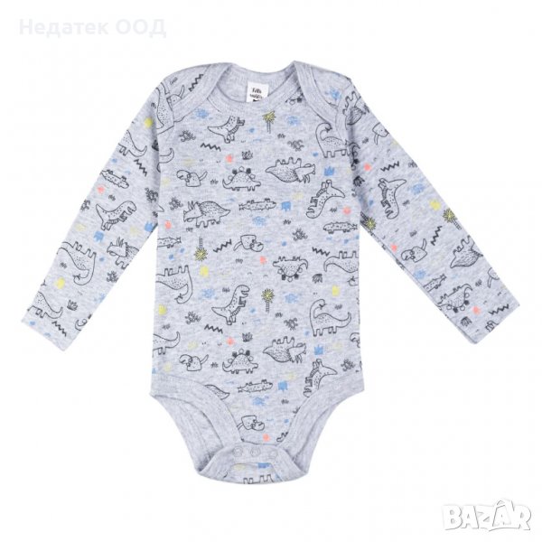 Памучно боди за момче, Динозаври, 6 - 12 м, Сиво, снимка 1