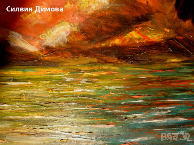 Маслени бои, платно, Моски залез, пурпурен, снимка 9 - Картини - 54328675