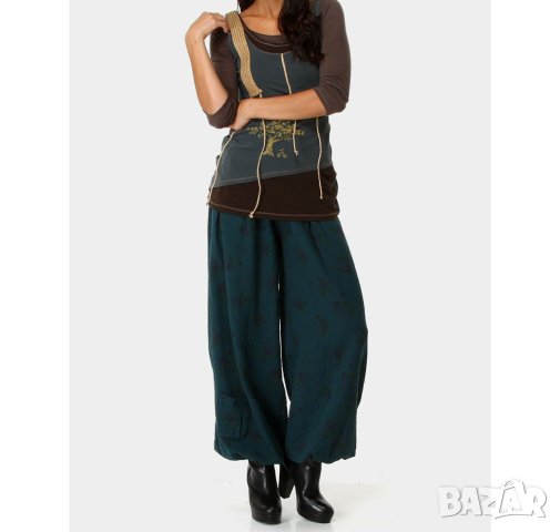 Дамски панталон от памук в зелен нюанс Ian Mosh - L, снимка 1 - Панталони - 42819900