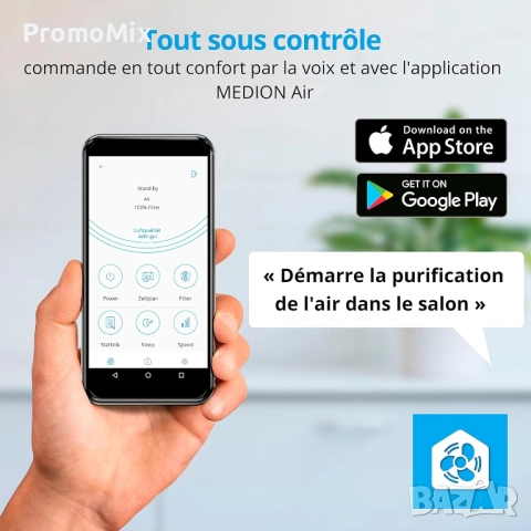 Пречиствател на въздух 3в1 Medion MD 10378 53W Smart Led дисплей Сензорен екран 72 m², снимка 2 - Овлажнители и пречистватели за въздух - 51907517
