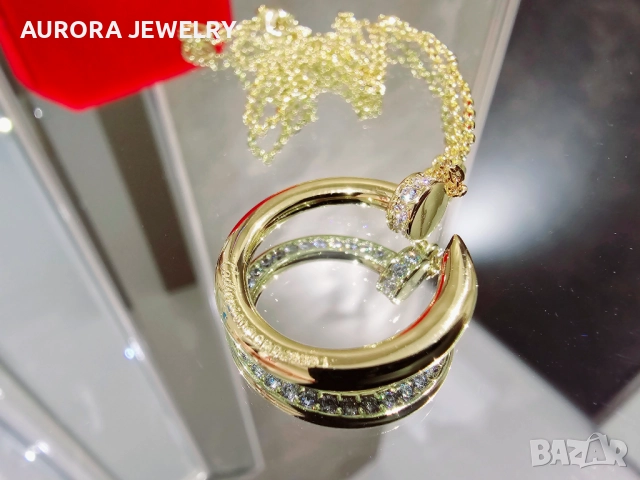 CARTIER Nail Juste un Clou Gold Paved Diamonds Дамско Колие Пирон, снимка 8 - Колиета, медальони, синджири - 52916829