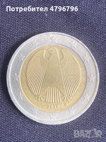 Монета от 2 евро с видимо изместен център