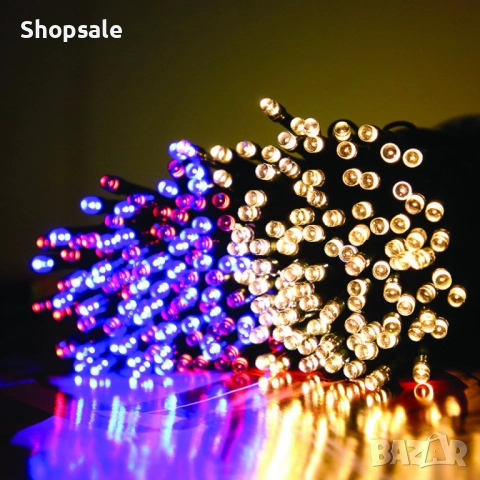 SD 12 - Соларни коледни лампички 12 метра , 100 лампи  5 програми , 4 цвята по избор, снимка 7 - Декорация за дома - 52485714
