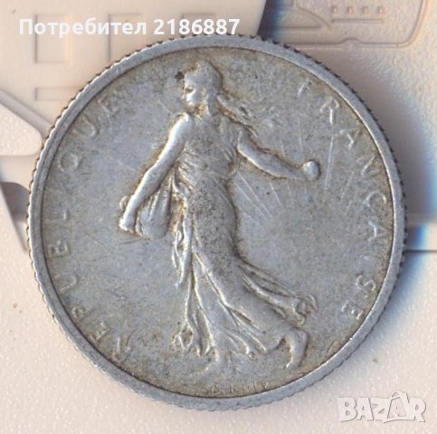 Франция стар сребърен франк 1916 година, снимка 2 - Нумизматика и бонистика - 38318563