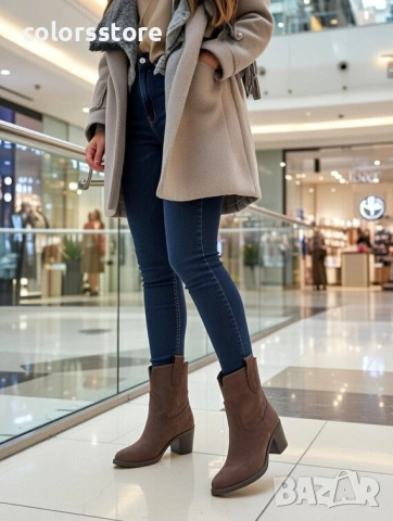 Боти на ток - кафяв велур - MKL5 