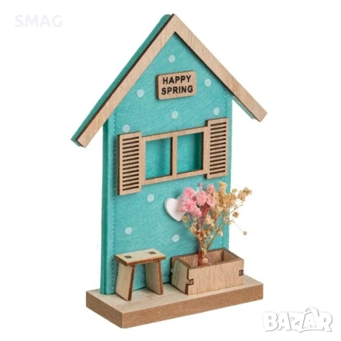 Великденска настолна дървена декоративна къща, 12x4x16 см_1248344, снимка 6 - Декорация за дома - 54226677