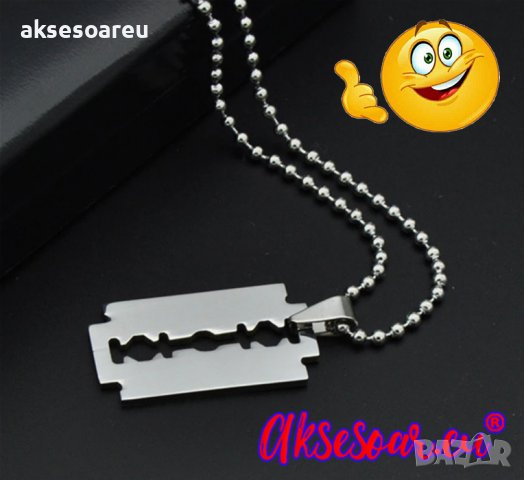 Колие бръснарско ножче  от неръждаема стомана бръснач медальон мъжки бижута огърлици висулки с вериж, снимка 11 - Колиета, медальони, синджири - 38356270