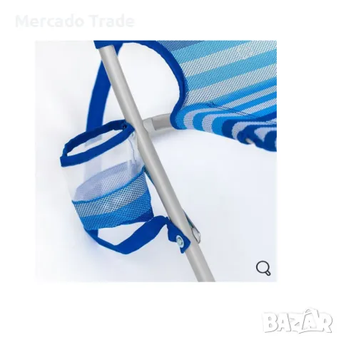 Сгъваем стол Mercado Trade, За къмпинг, плаж, Син райе, снимка 3 - Столове - 49699610