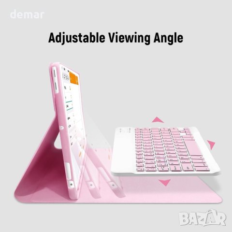 Калъф с клавиатура за iPad 10.2 2021/2020/2019 - розов, снимка 7 - Калъфи, кейсове - 42326419