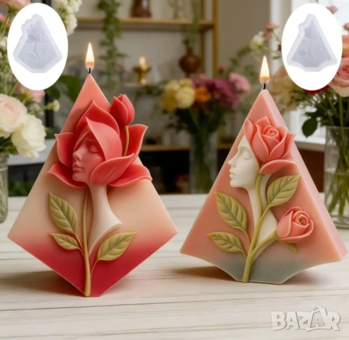 Молд за 8 март жена с роза два вида , снимка 6 - Форми - 52875827