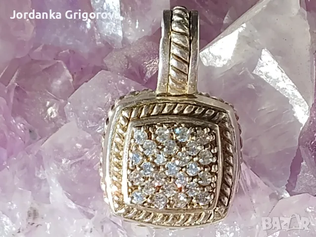 Сребърна висулка с бели естествени камъни, снимка 2 - Колиета, медальони, синджири - 47741971