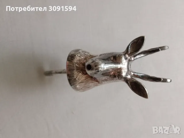 Винтидж тапа,запушалка  рядка кралска глава на елен~ Посребърна за наливане на вино/уиски , снимка 4 - Антикварни и старинни предмети - 49639305