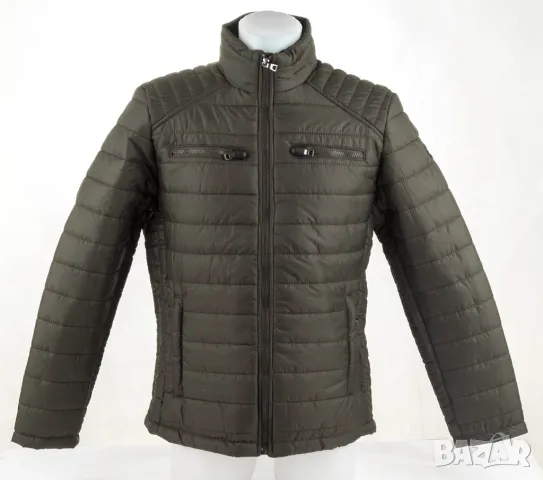 Мъжко ватирано яке в кави Basic&More - M, снимка 3 - Якета - 49445394