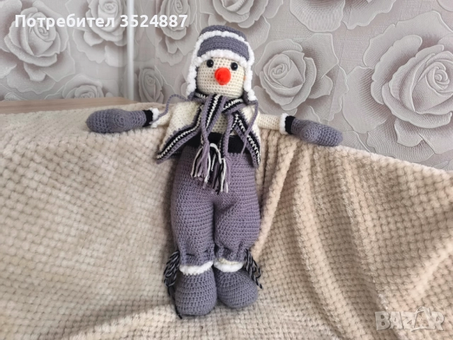 Коледно кученце плетена плюшена играчка, амигурум, ръчна изработка, снимка 9 - Плюшени играчки - 52708186