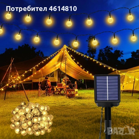 Соларни градински лампи 60led 12.3m, снимка 2 - Соларни лампи - 52020421