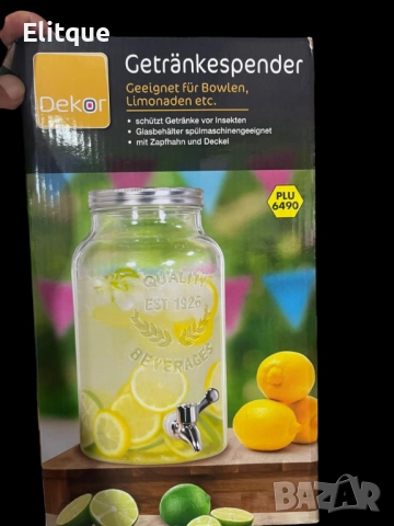 Буркан EDM с кран, прозрачен и неръждаема стомана, 5,5 литра, снимка 2 - Други - 52743873