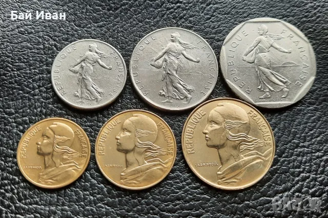 Сет монети 5 , 10 и 20 сантима ,  1/2 , 1 и 2 франка - франция  /2/ - хит цена !, снимка 5 - Нумизматика и бонистика - 49646186