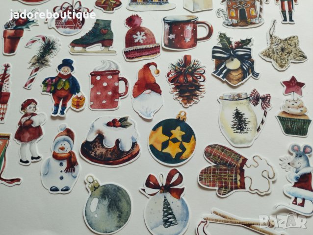 Дизайнерски скрапбук стикери Ретро Коледа 39 бр - V086, снимка 4 - Други - 42519153