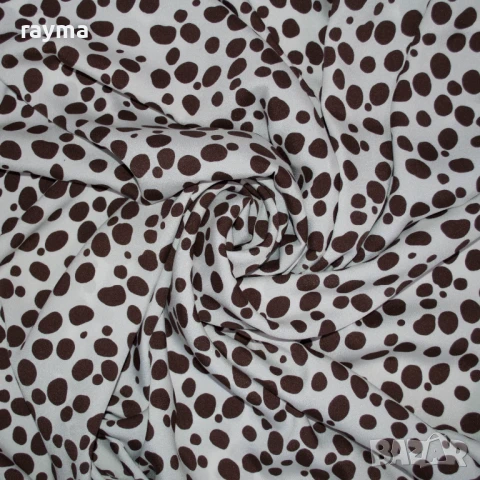 -40% Плат италиански копринен жоржет сатен принт точки, снимка 3 - Рокли - 50960591