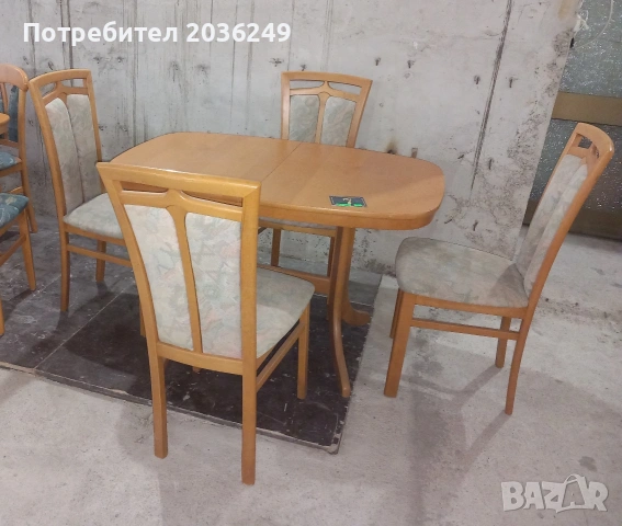 Комплект масивна разтегателна маса с 4 стола, снимка 3 - Маси - 53934712