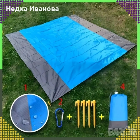 Голямо водоустойчиво плажно одеяло - Постелка за пикник подходяща за цялото семейство, 210 x 200 см, снимка 3 - Други стоки за дома - 54191348