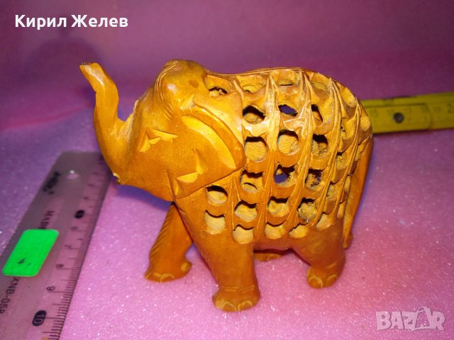 ДЪРВЕНО СЛОНЧЕ ФИНА ДЪРВОРЕЗБА МАЙСТОРСКА АЖУРНА РЪЧНА ИЗРАБОТКА ЧАЕНО ДЪРВО АЗИЯ 26567, снимка 8 - Статуетки - 44313910