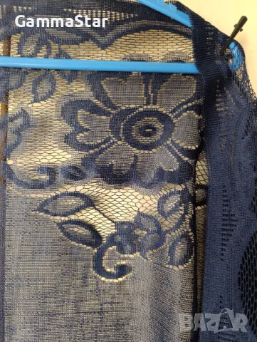 Тъмносин дантелен триъгълен шал на цветя, снимка 2 - Шалове - 49938999