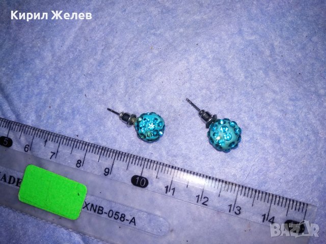 НЕЖНИ ТОПЧЕСТИ ВИНТИДЖ АРТ ОБЕЧКИ със СИН ЕМАЙЛ и КРИСТАЛЧЕТА 37040, снимка 4 - Обеци - 39954959