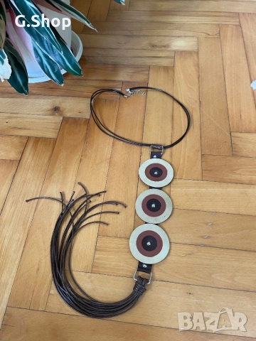 Кожено колие висулка подарък ръчна изработка, снимка 3 - Колиета, медальони, синджири - 53380303