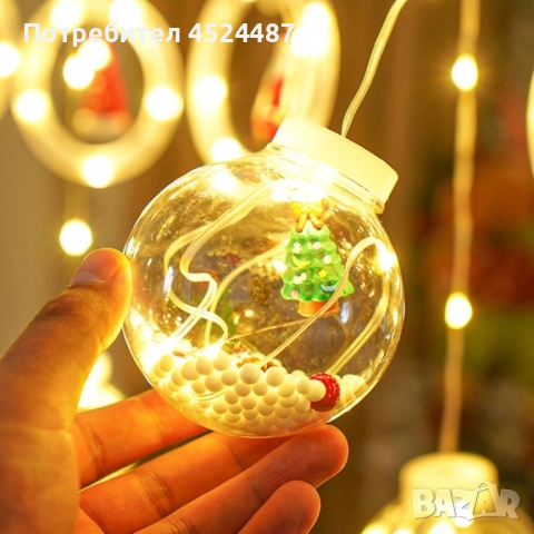 Светещ коледен гирлянд с рингове и малки коледни фигурки / 3 метра/ 8 функции, снимка 5 - Декорация за дома - 51863218