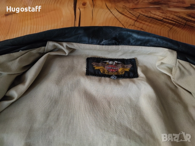 Винтидж Harley Davidson Мъжко черно кожено яке моторджиско Рокерия Л, снимка 7 - Якета - 52942960