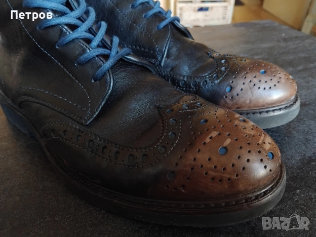 Мъжки кожени боти тип "броги" (brogue boots) 42, снимка 8 - Мъжки боти - 53160766