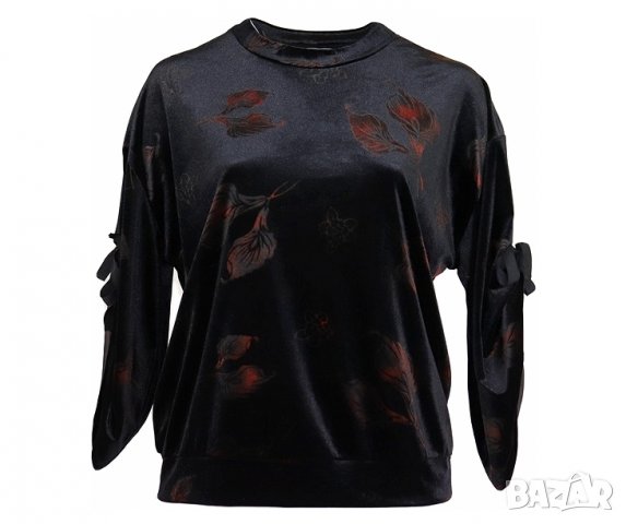 Кадифена блуза с красиви ръкави с етикет