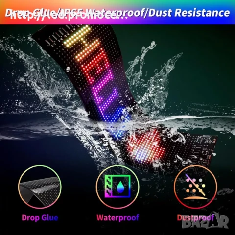 LED дисплей с матричен панел, черен, USB зареждане, 9.2*37.4 cm, снимка 3 - Друга електроника - 50476539