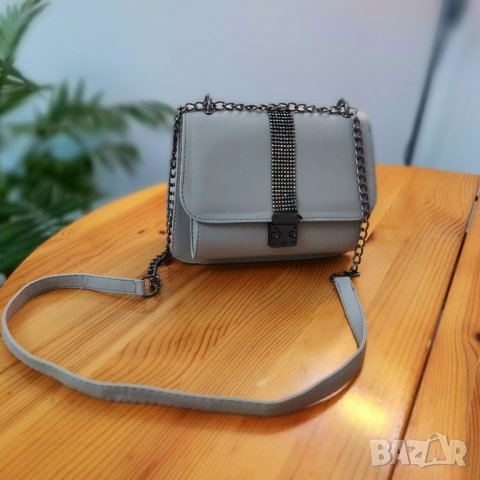 Малка дамска чанта + дълга презрамка. Сив цвят, снимка 5 - Чанти - 31413487