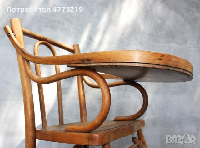 Винтидж ретро детско столче трансформер - маса и стол, Thonet стил, снимка 3 - Столчета за хранене - 53948941