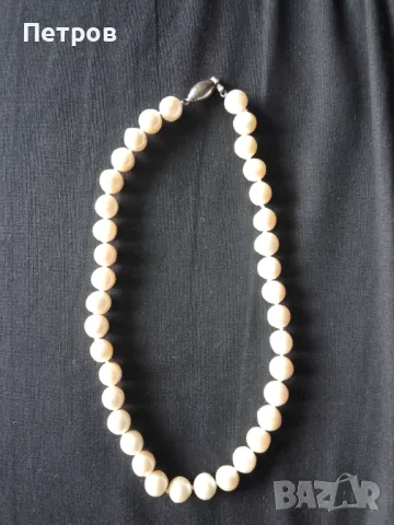 колие естествени перли сребро