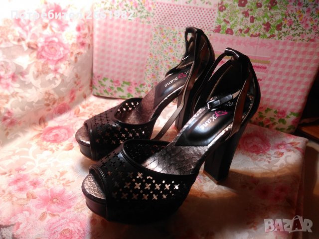 Уникални черни сандали на висок ток - естествена кожа., снимка 2 - Дамски обувки на ток - 29819070