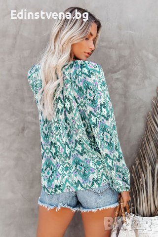 Дамска блуза с дълъг ръкав и ефектен принт, снимка 4 - Блузи с дълъг ръкав и пуловери - 44321154