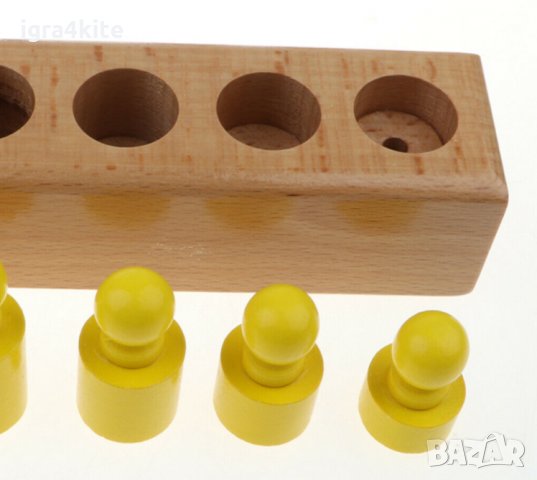 НАМАЛЕНИЯ ! Монтесори Дървени цветни цилиндри - теглилки с дръжки 4в1, снимка 7 - Образователни игри - 29958281