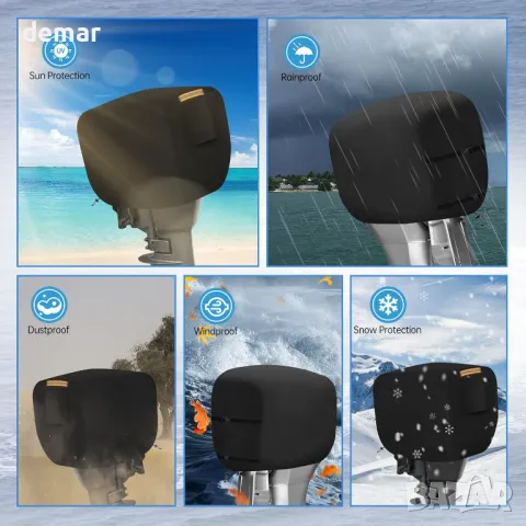 600D Оксфорд Водоустойчиво покривало за извънбордов двигател на лодка, до 25-50HP (черно), снимка 6 - Аксесоари и консумативи - 48864003