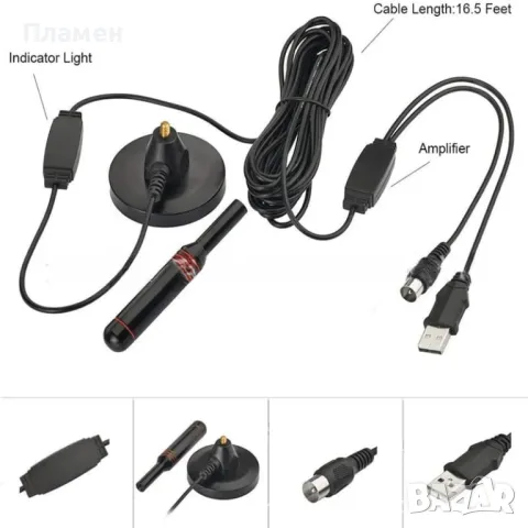 Вътрешна антена с усилвател за цифрова телевизионна DVB-T HDTV телевизионна антена, снимка 8 - Приемници и антени - 47721671