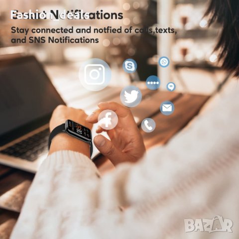 Нов черен Смарт часовник Фитнес гривна Тракер на активност, сън, снимка 5 - Смарт гривни - 39721746