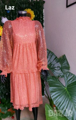бляскава официална рокля в корал с пайети, снимка 4 - Рокли - 38706343